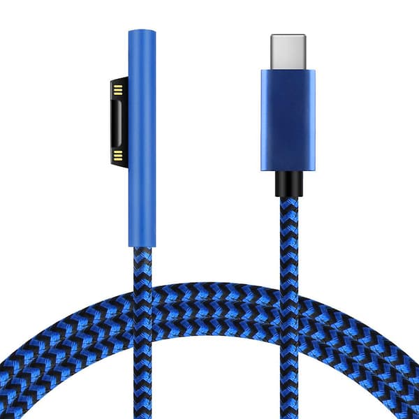 1,8m USB Type-c Strømforsyning Oplader Adapter 15v 3a Pd Hurtigopladningskabel til Microsoft- Surface Pro 3 4 5 6 7 Blue