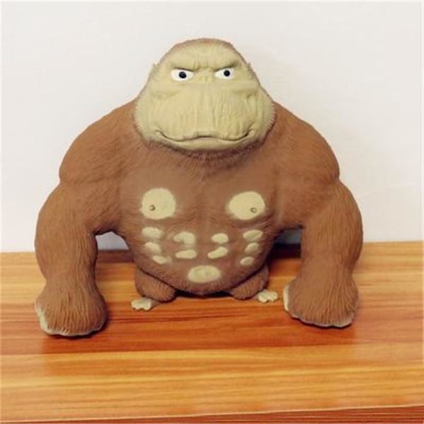 Nyhed Squeeze Legetøj Elastisk dekomprimerer og stræk afspændingslegetøj til børn og voksne, Gorilla Grønt Hoved Fisk Piggy Dog Brown Gorilla
