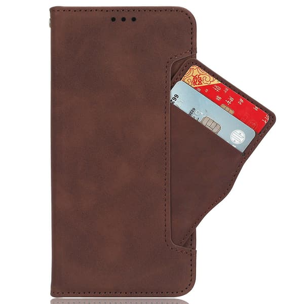 Lædercover til Honor Magic6 Pro 5G Case Stand Multiple Card Slots Case - Brown Style C Honor Magic6 Pro 5G