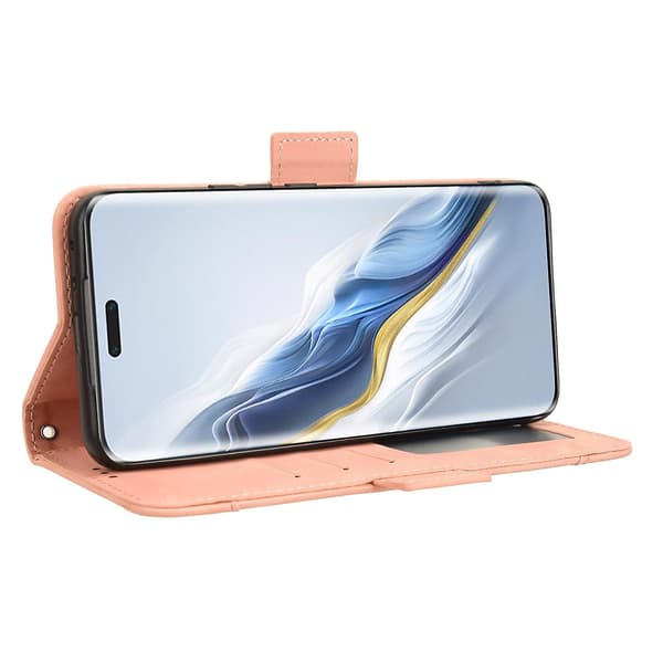 Lædercover til Honor Magic6 Pro 5G Case Stand Multiple Card Slots Case - Brun Pink Style E Honor Magic6 Pro 5G