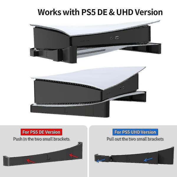 Vandret stativ kompatibel med PS5 Disc & Digital Editions, Ps5 Base Stand, Ps5 tilbehør Black