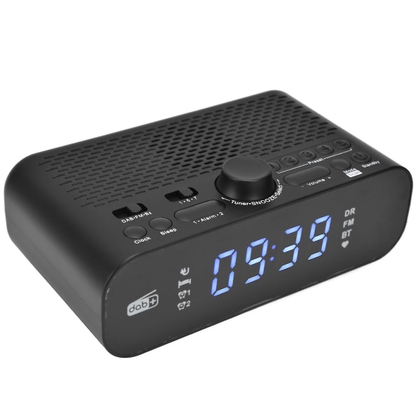 Digital väckarklockaradio med DAB FM, LED-skärm, justerbar ljusstyrka och basmembran för hemmabruk