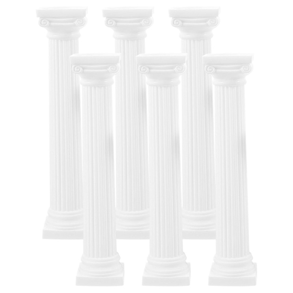 6 kpl Roomalaisen pylvään patsas Roomalaisen pilarin koristelu valokuvarekvisiitta White 15.30X3.20X3.20CM