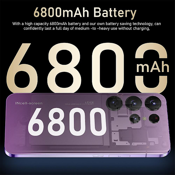 Nnte30+ 4g mobiltelefon 6,8" 32gb/3gb ulåst mobiltelefon Dual Sim, sort, med berøringspen, 2023 nye ulåste Android-telefoner purple