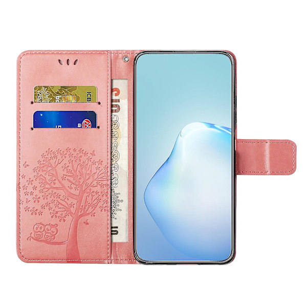 For Honor X6a 4g Owl Tree Imprinted Pu Læder Stand Wallet Case Fuld beskyttelse Telefon Cover Pink