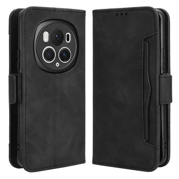 Lædercover til Honor Magic6 Pro 5G Case Stand Multiple Card Slots Case - Brun Black Style D Honor Magic6 Pro 5G