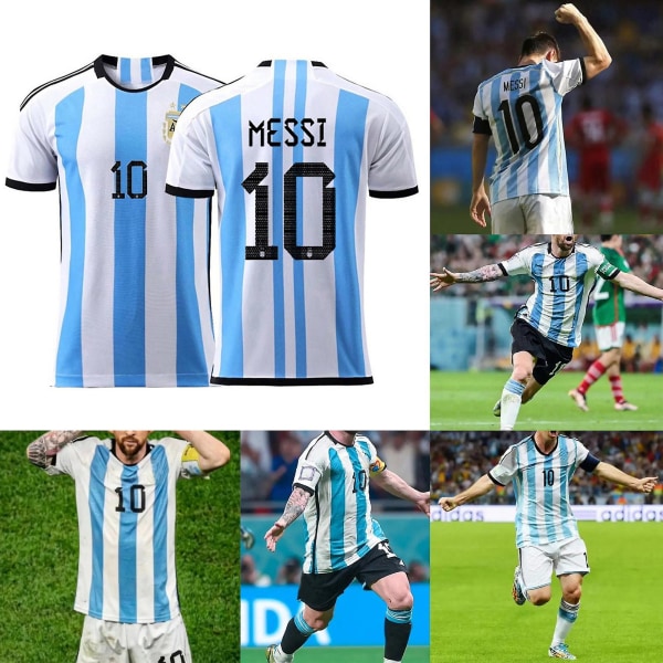 Nr. 10 Fodboldtrøje Rundhalset Top Kortærmet Sportstøj Bomuldsblanding Argentina Hjemmefodboldhold Sport T-shirt Herretøj Light Blue XS