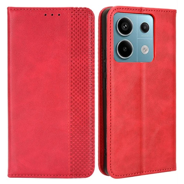 För Xiaomi Redmi Note 13 Pro 5G phone case Plånbok Retro PU-läder cover Red Style B Xiaomi Redmi Note 13 P