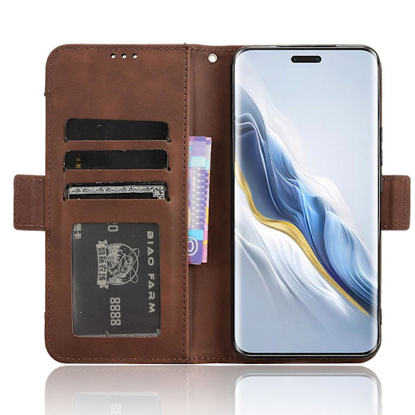 Cover för Honor Magic6 Pro 5G Case Stativ Flera kortplatser Case - Brown Style C Honor Magic6 Pro 5G