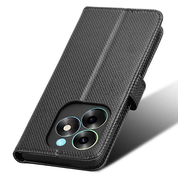 Til Itel S23+ S681l Taske Pung Pu Læder Stand Diamond Texture Telefon Cover Black