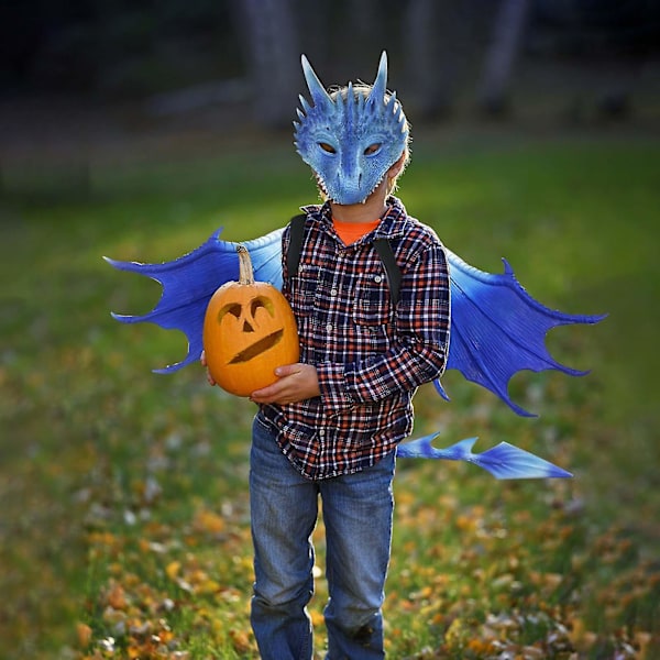 Halloween-barnklädd drakmask och set prestandarekvisita E