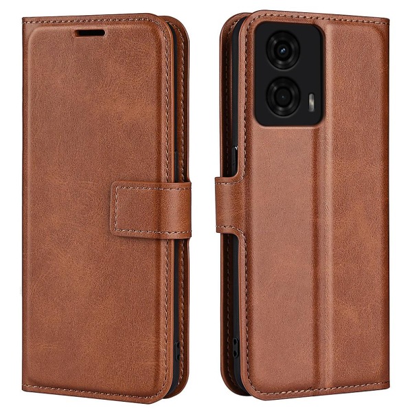 För Motorola Moto G24 4G magnetiskt phone case PU- cover Light Brown