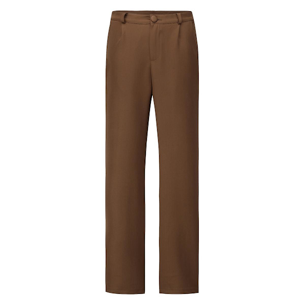 Yynuda 2-delt Slim Fit ensfarvet forretningsdragt til kvinder (blazer+bukser) Brown L