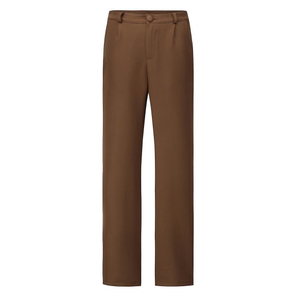 Yynuda dam 2-delad Slim Fit enfärgad affärsdräkt (blazer+byxor) Brown L