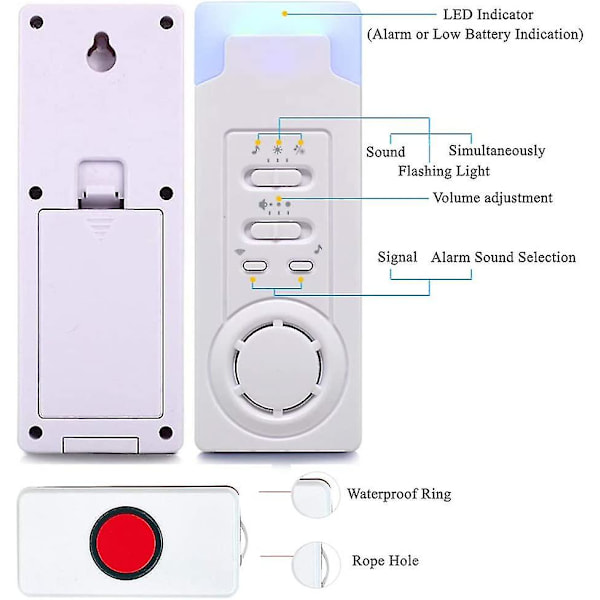 Dhrs Haus Wireless Mobiler Alarm Notruf Knopf Pflegeruf-set Hausnotruf Panikalarm Funkalarm Fr Pflegebedrftige Geduldig Lterer Mann (1 In 2)