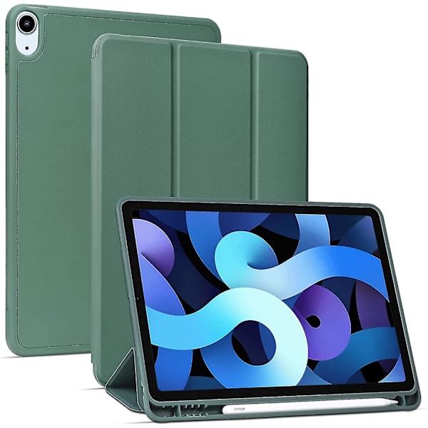 Ipad Air 4 case 10,9 tuumaa kynätelineellä, automaattinen herätys/nukkuminen Green