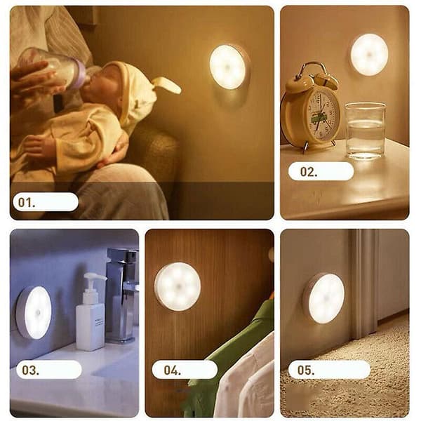Led Bevægelsessensor Lys Pir Badeværelse Natlys Med Usb Kabelskab Trappe white light B