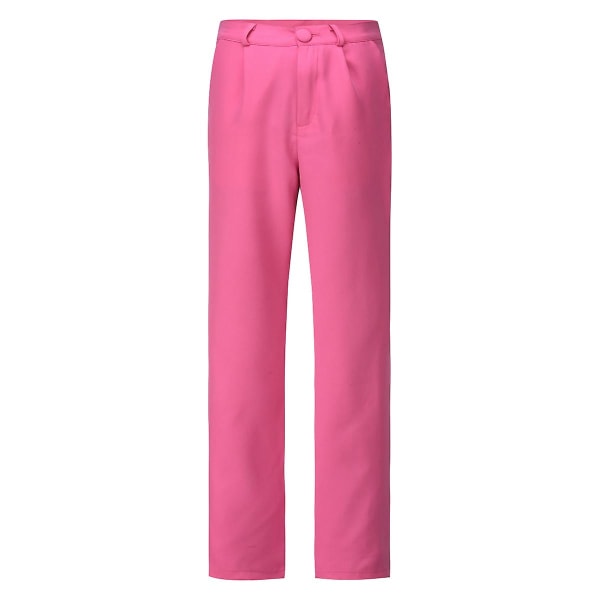 Yynuda 2-delt Slim Fit ensfarvet forretningsdragt til kvinder (blazer+bukser) Dark Pink L