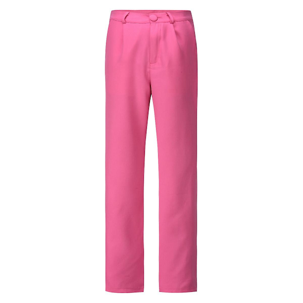 Yynuda 2-delt Slim Fit ensfarvet forretningsdragt til kvinder (blazer+bukser) Dark Pink M