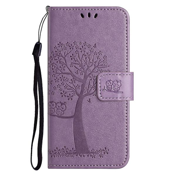 For Honor X6a 4g Owl Tree Imprinted Pu Læder Stand Wallet Case Fuld beskyttelse Telefon Cover Purple