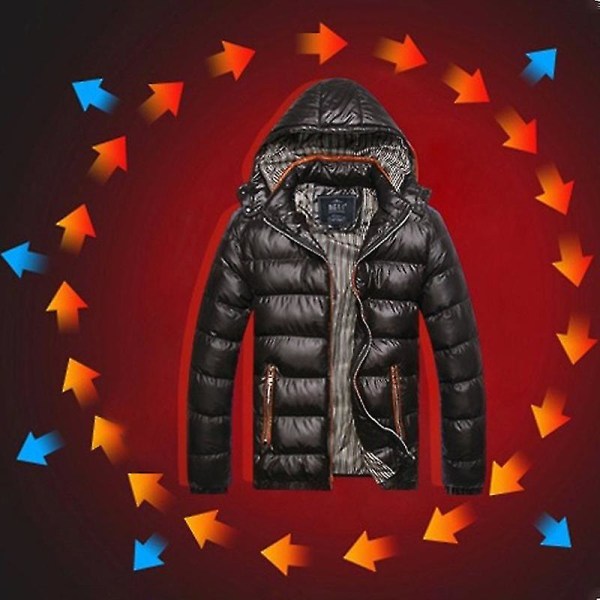 Mænd Puffer Bubble Coat Vintervarmer quiltet polstret jakkeovertøj Black 3XL