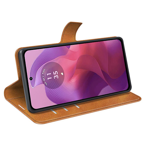 Til Motorola Moto G24 4G magnetisk telefontaske PU Læder Pung Style Cover Yellow
