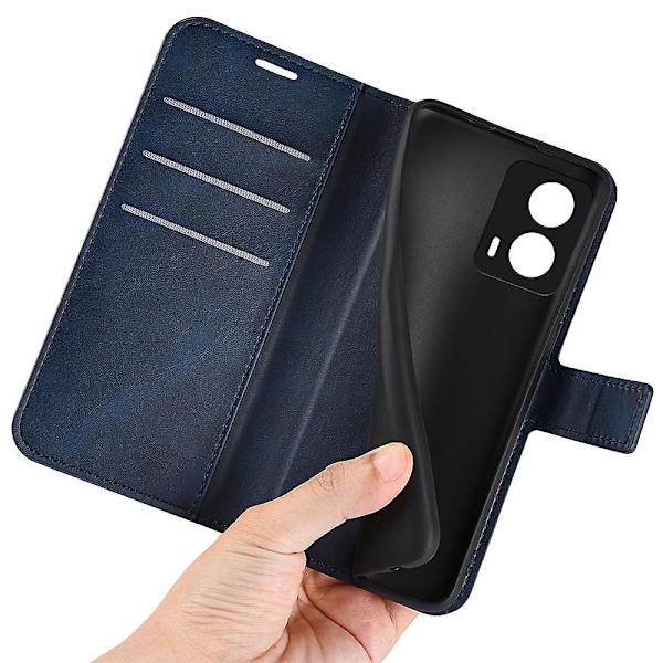 Til Motorola Moto G24 4G magnetisk telefontaske PU Læder Pung Style Cover Blue