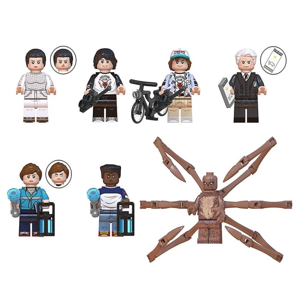 7 st Stranger Things Actionfigurer Byggklossar Leksaker 1,77 tum Stranger Things Minifigurer Byggleksaker