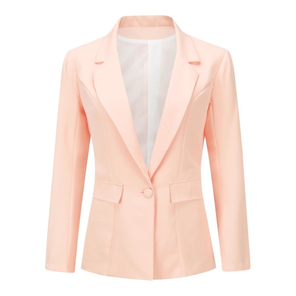 Yynuda 2-delt Slim Fit ensfarvet forretningsdragt til kvinder (blazer+bukser) Light Pink XS