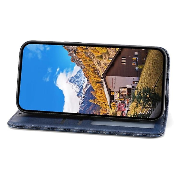 För Oppo A79 5g / A2 5g Case Calf Texture Pu Läder+tpu Stativ Cover Blue