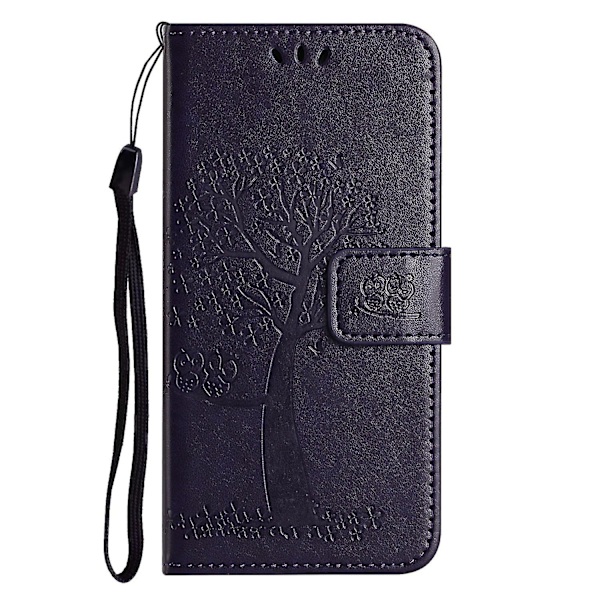 For Honor X6a 4g Owl Tree Imprinted Pu Læder Stand Wallet Case Fuld beskyttelse Telefon Cover Dark Purple