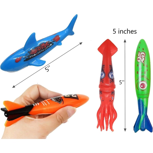 Dykkerlegesæt til børn ved pool, dykning og svømning, undervands flerfarvet synkende blæksprutte (sæt med 6) Various color classification