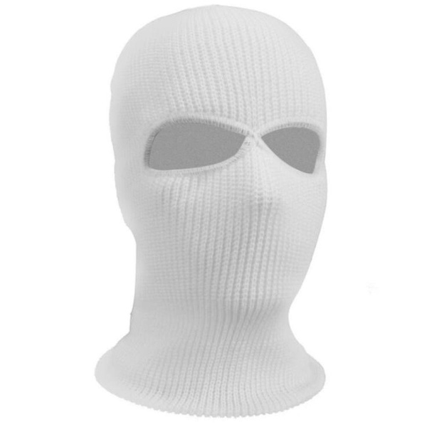 Uusi 3-reikäinen kokokasvohiihtomaski cap Balaclava hupullinen pipo lämmin taktinen hattu Double hole white