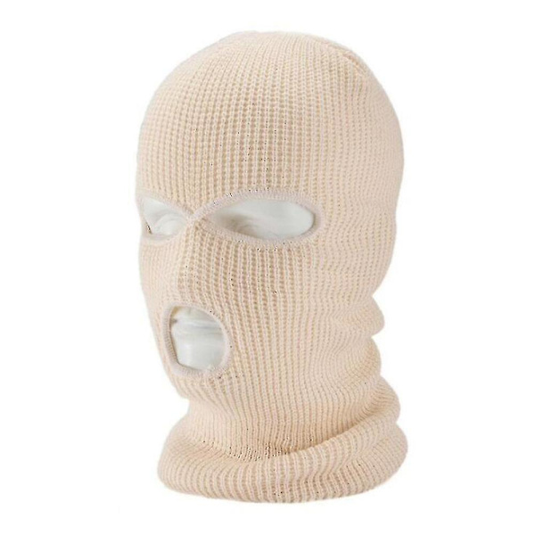 Uusi 3-reikäinen kokokasvohiihtomaski cap Balaclava hupullinen pipo lämmin taktinen hattu Three hole Khaki