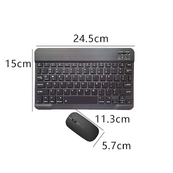 Uppladdningsbart Bluetooth tangentbord och -muskombination Ultratunn bärbar kompakt trådlös mus set för Android Windows Tablettelefon Ipad Ios black
