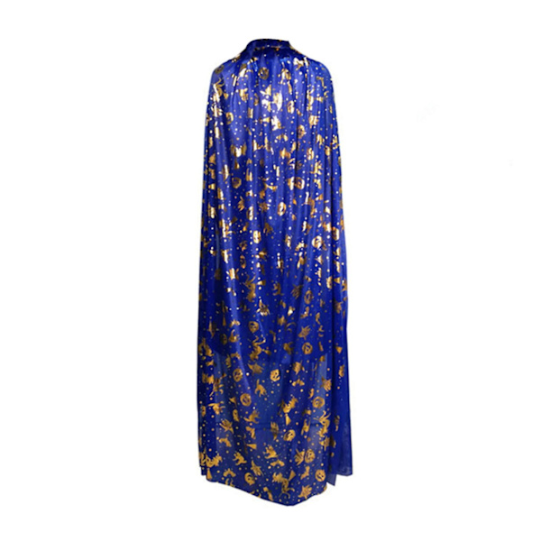 Halloween Cape Fint håndværk Cosplay kostume Dress Up Star Pattern Hat til Halloween julefester 150CM Blue