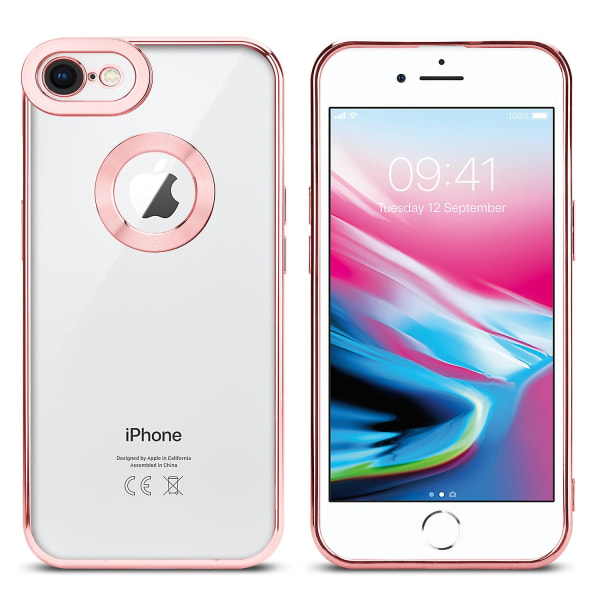iPhone 7 / 7S / 8 / SE 2020 Hülle Handy Cover TPU case - Chrome Look mit Kameraschutz Transparent - Pink iPhone 7/7S/8/SE 2020