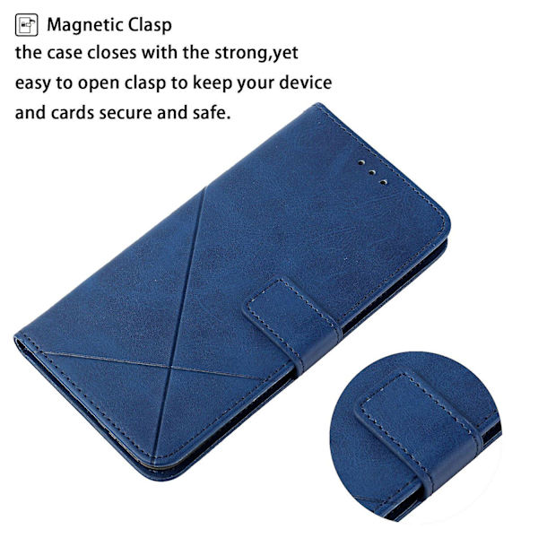 Til Samsung Galaxy A15 5G etui ensfarvet pung læder telefoncover Blue Style C Samsung Galaxy A15 5G