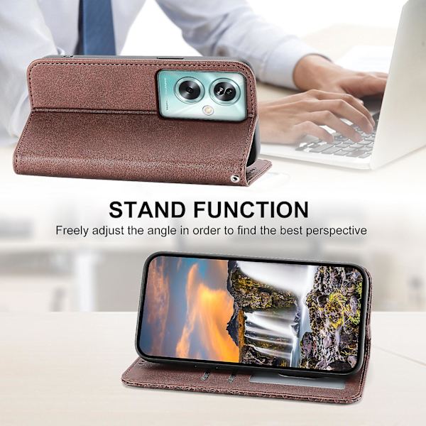 För Oppo A79 5g / A2 5g Case Calf Texture Pu Läder+tpu Stativ Cover Brown