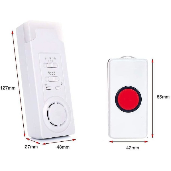 Dhrs Haus Wireless Mobiler Alarm Notruf Knopf Pflegeruf-set Hausnotruf Panikalarm Funkalarm Fr Pflegebedrftige Geduldig Lterer Mann (1 In 2)