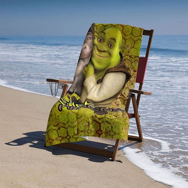 Shrek strandhandduk i mikrofiber för barn, badhandduk för åsna tecknad, mjuk och lätt, pepparkaksmansmönster, strandhandduk i mikrofiber, Boy-Shrek2