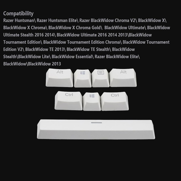 Pbt til Razer 6u Space Keycap Suit til mekaniske tastaturer Profilbaggrundsbelysning White