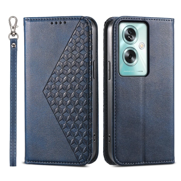 För Oppo A79 5g / A2 5g Case Calf Texture Pu Läder+tpu Stativ Cover Blue