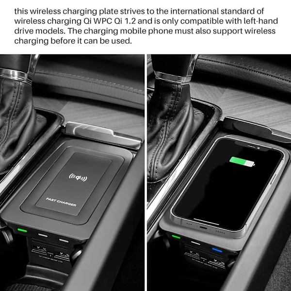 Trådløs biloplader til volvo S60 V60 XC60 S90 V90 XC90 QI 2018 2019 2020 Speciel mobiltelefon ladeplade black