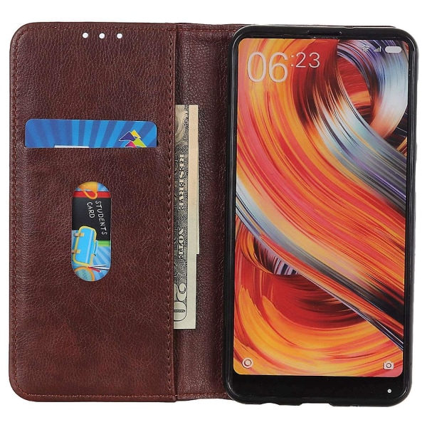 Til Xiaomi Redmi Note 13 4G beskyttelsescover Split Læder Litchi Texture telefoncover Brown