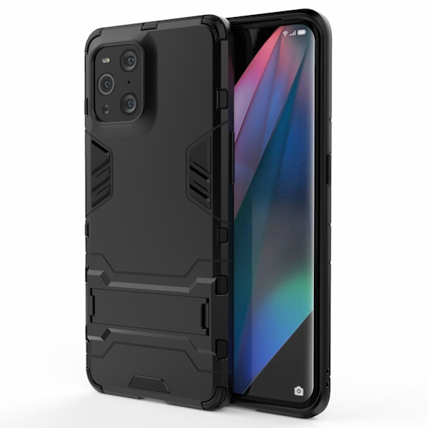 Til Oppo Find X3/find X3 Pro 2 I 1 Fuld beskyttelse Plast + Tpu Combo Hybrid Telefon Protector Cover Case med Kickstand Black