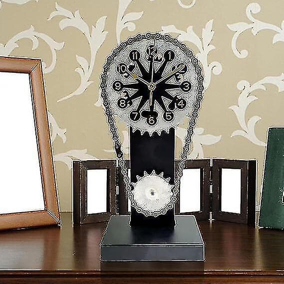 Steampunk-kello Movement Gearsillä Home Decor Pyörivä hammaskello BLACK
