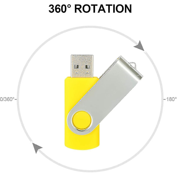 10-pack USB minnen USB 2.0 tumenhet Bulk-pack Snurrbar Memory Stick Vik lagring Jump Drive Zip Drive 10 Pack Yellow 4GB