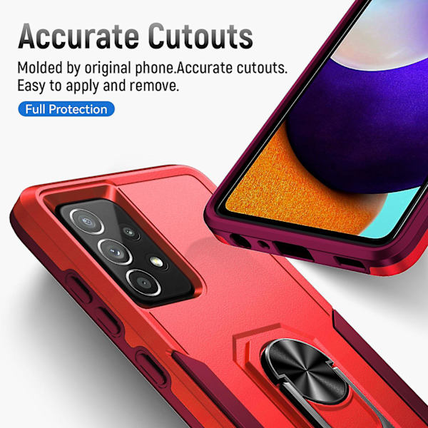För Samsung Galaxy A52 4g/5g/a52s 5g Defender Series Välskyddad Pc + Tpu cover Rotary Ring Kickstand Case Red Rose