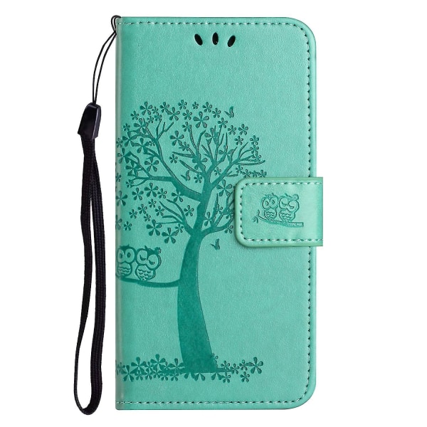 For Honor X6a 4g Owl Tree Imprinted Pu Læder Stand Wallet Case Fuld beskyttelse Telefon Cover Cyan